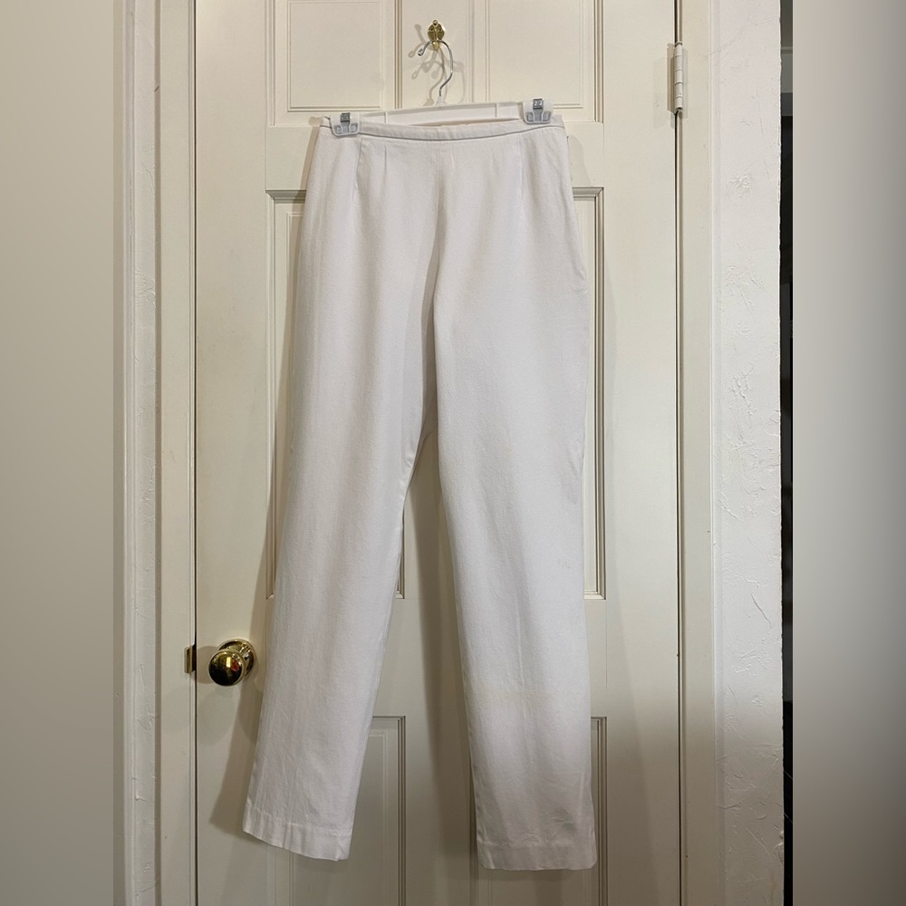Land’s End white cotton straight leg pants